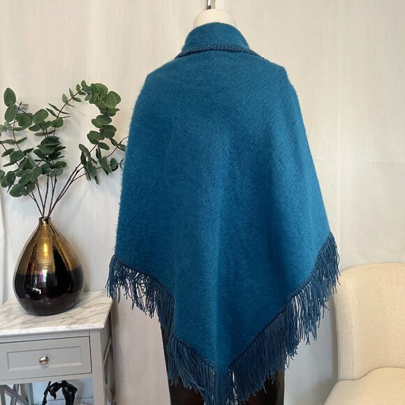 Karissma Wear Peru Womens One Size 100% Alpaca Poncho In Turqooise - Picture 4 of 9